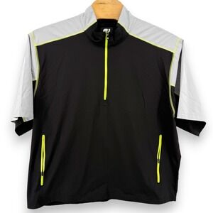 FootJoy FJ Mens Golf Pullover 2XL Black Grey Quarter Zip Short Sleeve